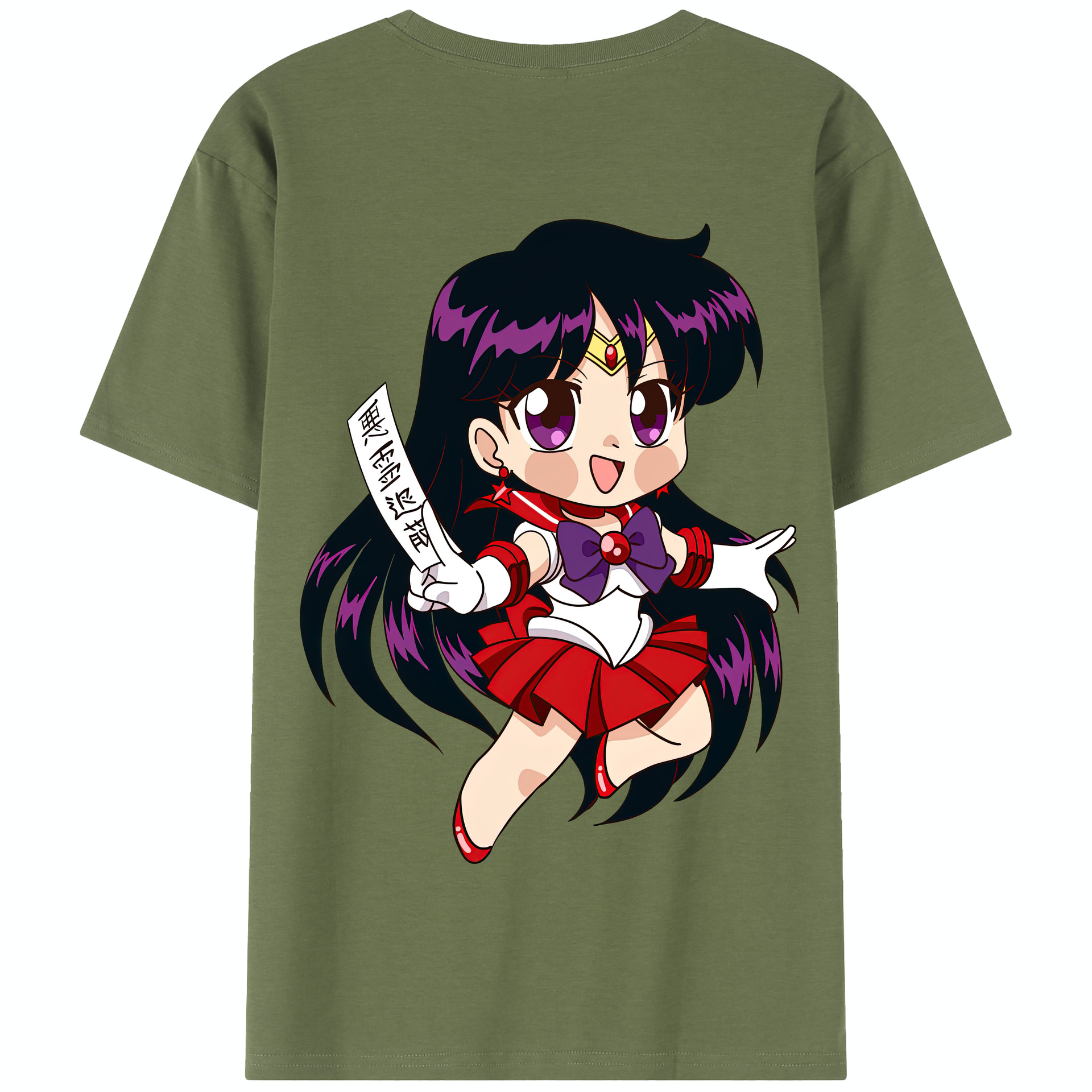 （画像用） 美少女戦士セーラームーン 火野レイ ひの レイ Sailor Moon Hino Rei （セーラーマーズ,Sailor Mars） 綿100％半袖Tシャツ（背面プリント）